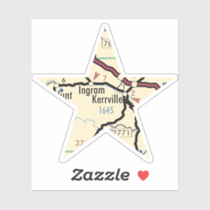 Pegatina Mapa de Kerrville Texas