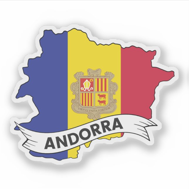 Pegatina Mapa de la bandera de Andorra (Anverso)