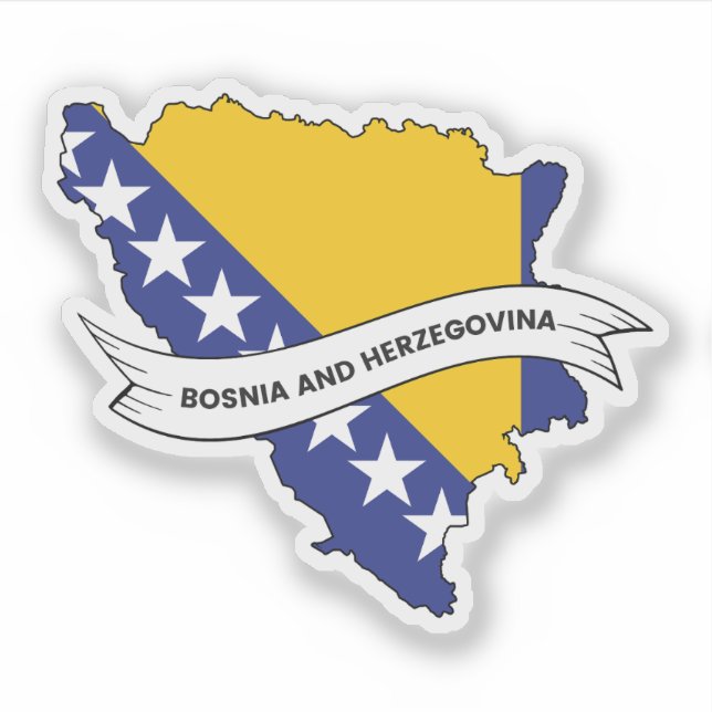 Pegatina Mapa de la bandera de Bosnia y Herzegovina (Anverso)