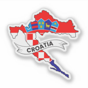 Pegatina Mapa de la bandera de Croacia