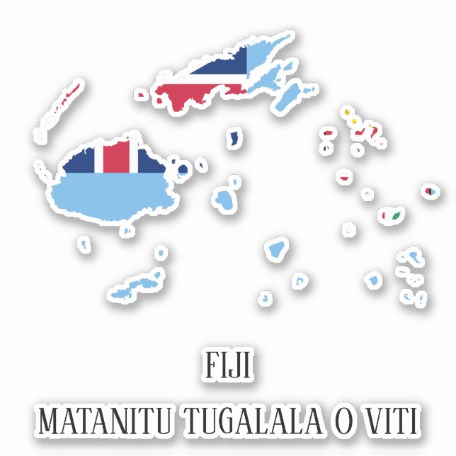 Pegatina Mapa de la bandera de Fiji (Anverso)