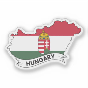Pegatina Mapa de la bandera de Hungría