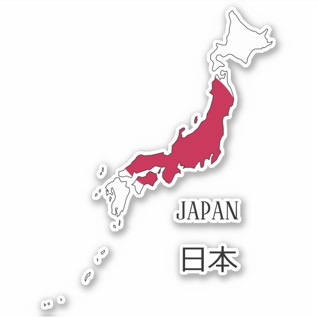 Pegatina Mapa de la bandera de Japón (Anverso)