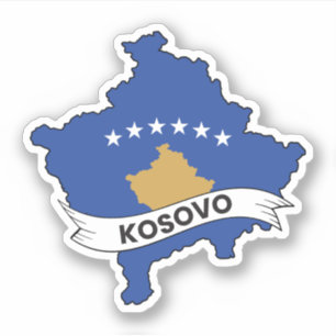 Pegatina Mapa de la bandera de Kosovo