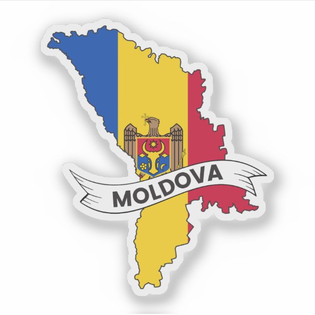 Pegatina Mapa de la bandera de Moldavia (Anverso)