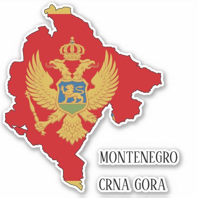 Pegatina Mapa de la bandera de Montenegro (Anverso)