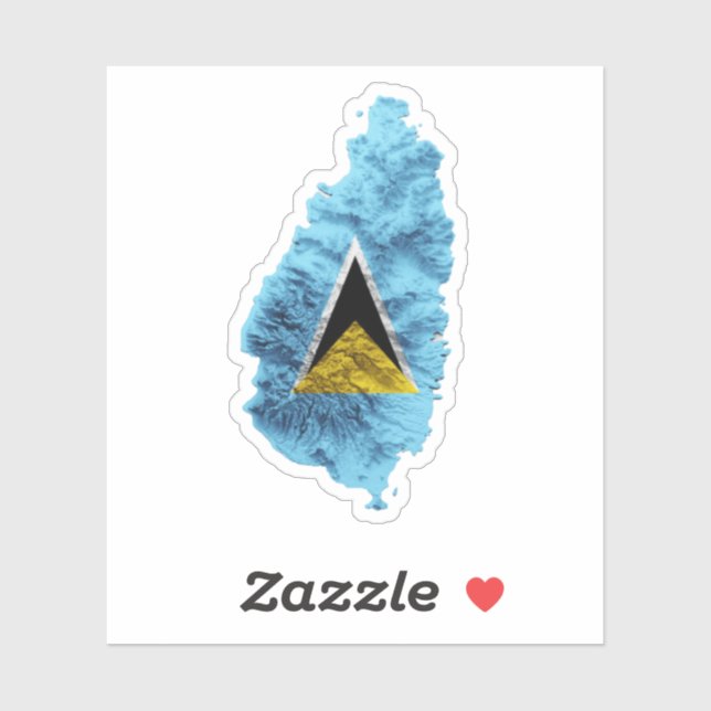 Pegatina Mapa de la bandera de Santa Lucía (Hoja)