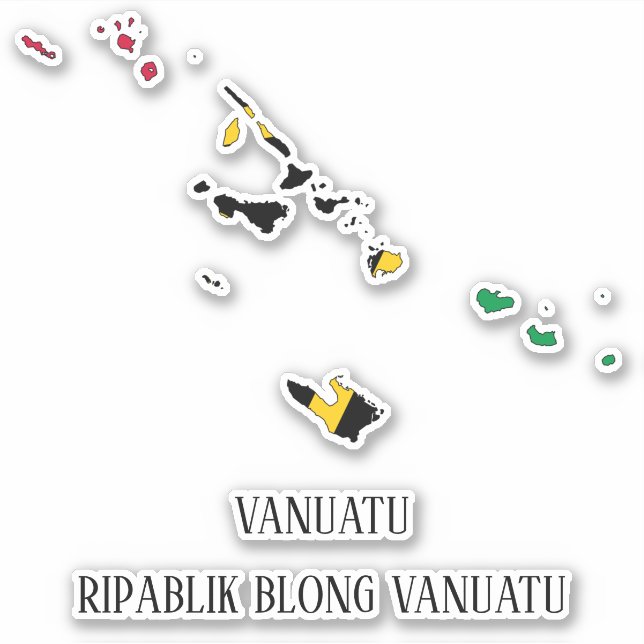 Pegatina Mapa de la bandera de Vanuatu (Anverso)