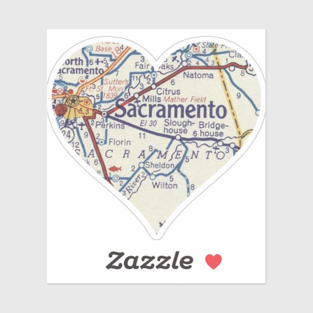 Pegatina Mapa de la cosecha de amor de Sacramento (Hoja)
