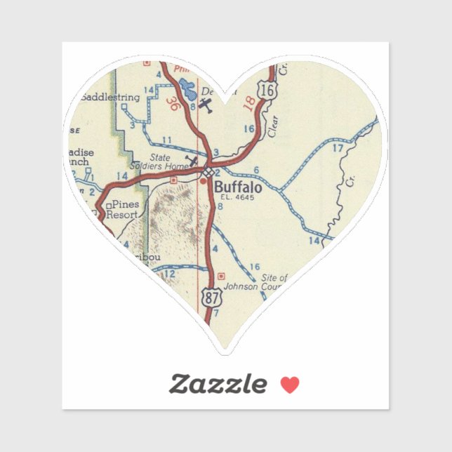 Pegatina Mapa de la cosecha de búfalos Wyoming (Hoja)