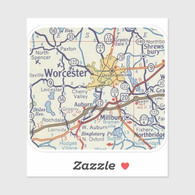 Pegatina Mapa de la cosecha de MAMÁES de Worcester (Hoja)