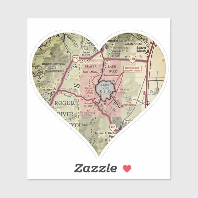 Pegatina Mapa de la cosecha del lago Crater (Hoja)