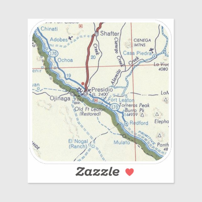 Pegatina Mapa de la cosecha Presidio TX (Hoja)