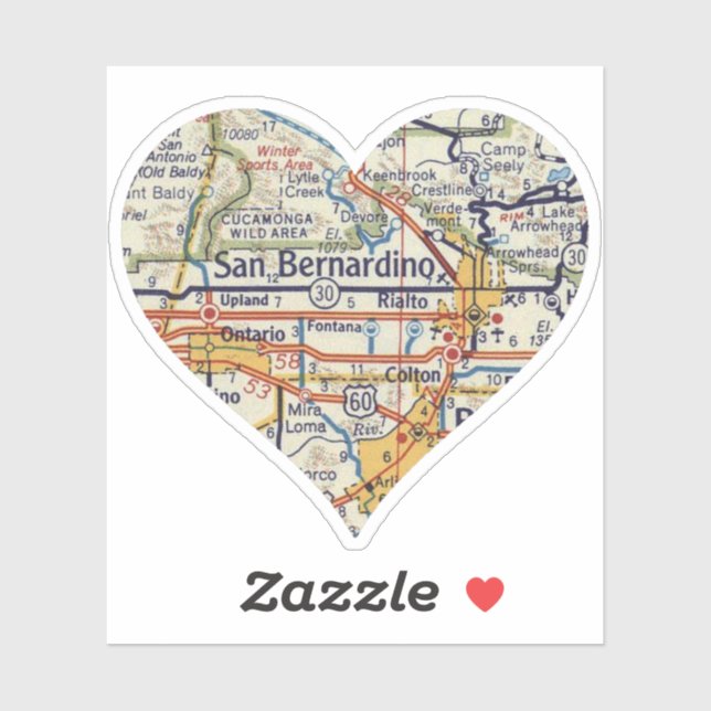 Pegatina Mapa de la época de San Bernadino (Hoja)