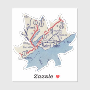 Pegatina Mapa de la época de San Juan NB