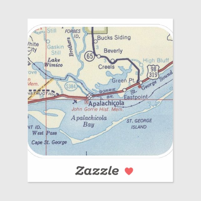 Pegatina Mapa de la época de vuelo de Apalachicola (Hoja)