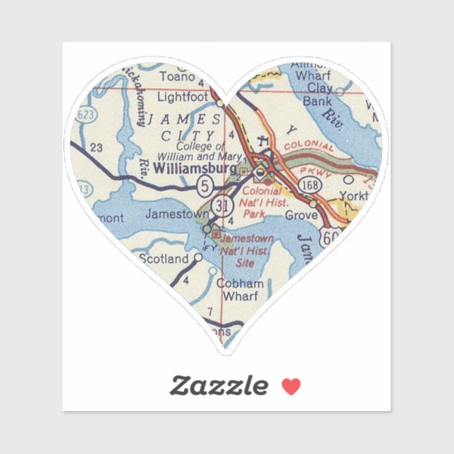 Pegatina Mapa de la época de Williamsburg (Hoja)