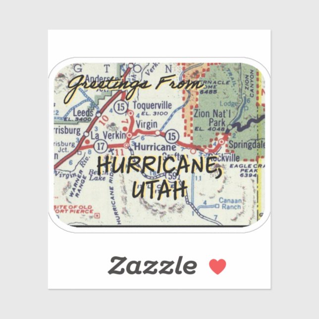 Pegatina Mapa de la época del huracán Utah (Hoja)
