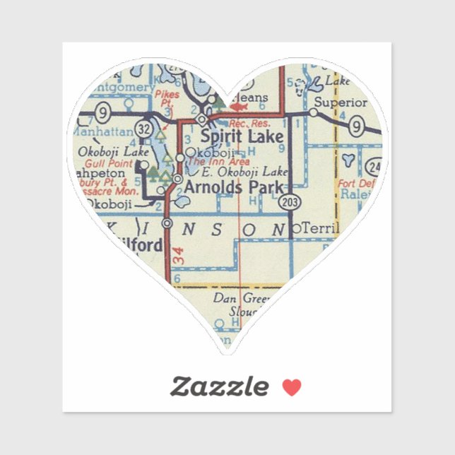 Pegatina Mapa de la época del lago Spirit IA (Hoja)