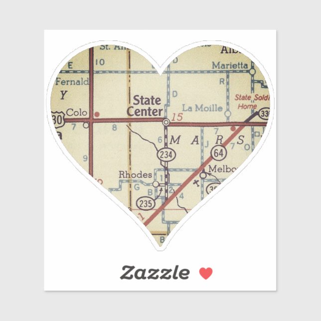 Pegatina Mapa de la época Iowa del Centro Estatal (Hoja)