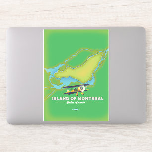 Pegatina Mapa de la isla de Montreal en Canadá