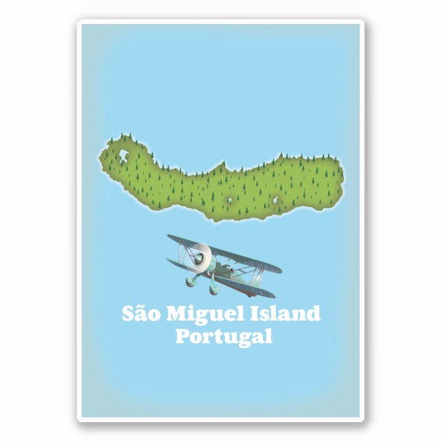 Pegatina Mapa de la isla de São Miguel Portugal (Anverso)