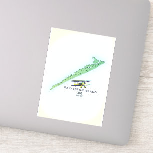 Pegatina Mapa de la isla Galveston Texas USA