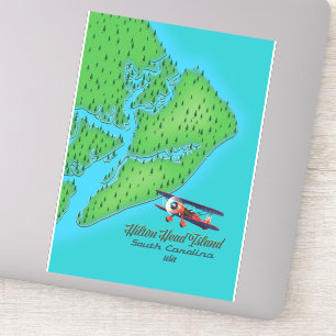 Pegatina Mapa de la isla Hilton Head Carolina del Sur