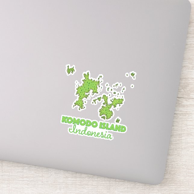 Pegatina Mapa de la isla Komodo Indonesia (Detalle)