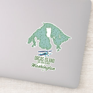 Pegatina Mapa de la isla Orcas, Washington, EE.UU.