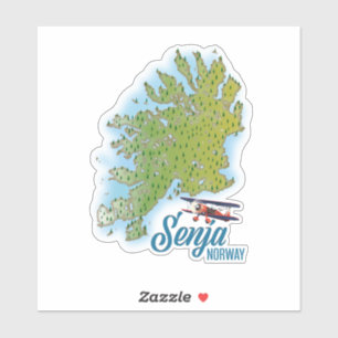 Pegatina mapa de la isla Senja Noway