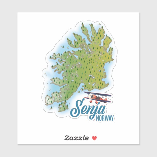 Pegatina mapa de la isla Senja Noway (Hoja)