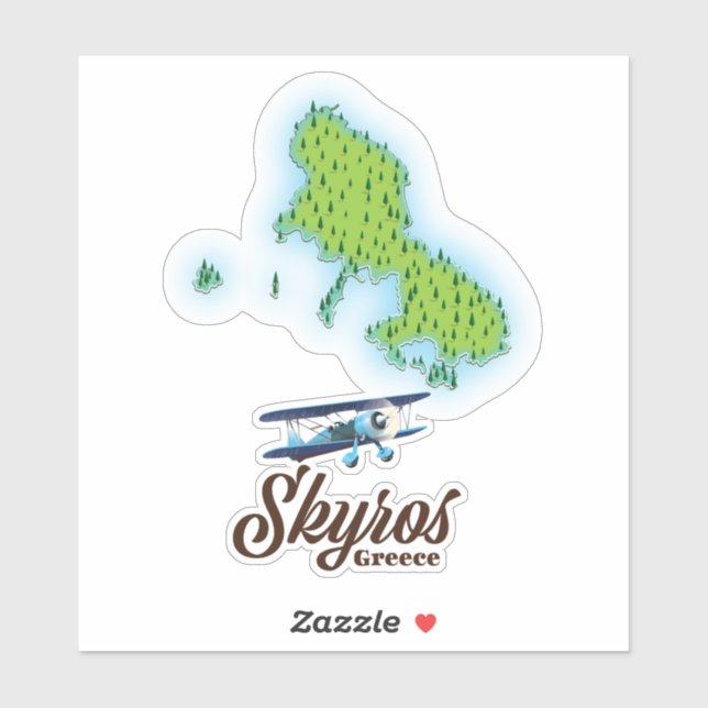 Pegatina Mapa de la isla Skyros Grecia (Hoja)