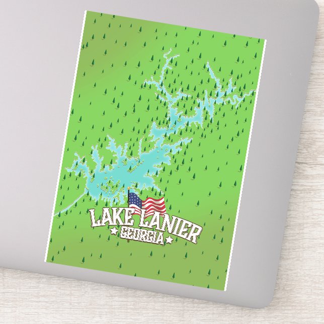 Pegatina Mapa de Lake Lanier Georgia (Detalle)