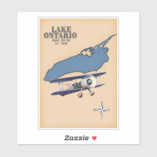Pegatina Mapa de Lake Ontario USA Canada