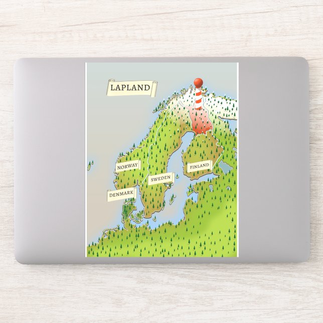 Pegatina Mapa De Laponia (Ordenador)