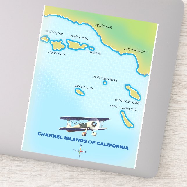 Pegatina Mapa de las Islas del Canal de California (Detalle)