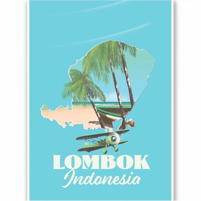 Pegatina Mapa de Lombok Indonesia (Anverso)