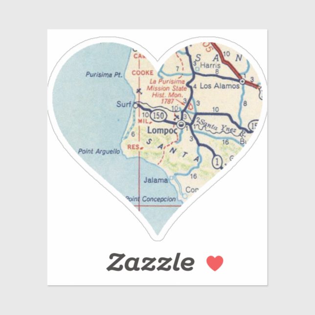 Pegatina Mapa de Lompoc (Hoja)