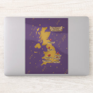 Pegatina Mapa de lugares más embrujados del Reino Unido.