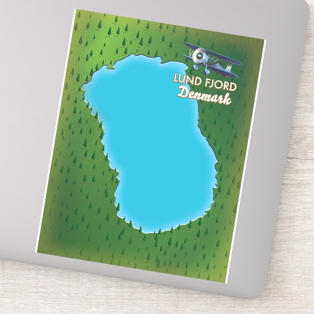 Pegatina Mapa de Lund Fjord Dinamarca (Detalle)