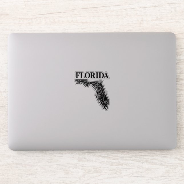 Pegatina Mapa de mandala estatal de Florida, hecho en Flori (Ordenador)