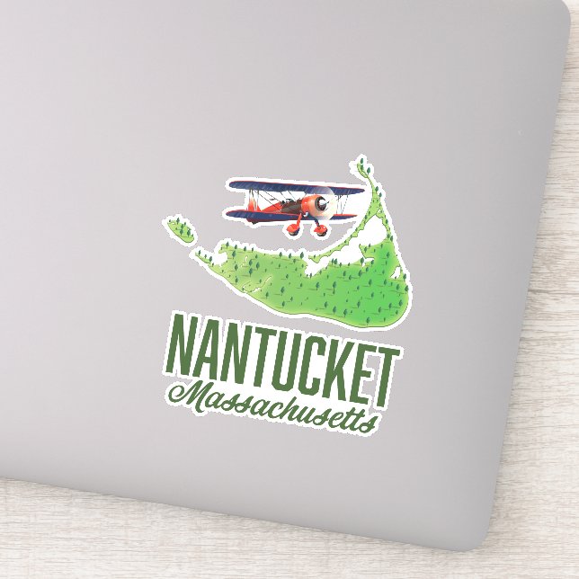 Pegatina Mapa de Nantucket Massachusetts (Detalle)