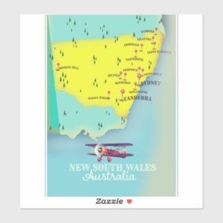 Pegatina Mapa de Nueva Gales del Sur de Australia