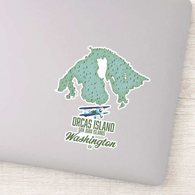 Pegatina Mapa de Orcas Island, Washington, EE. UU. (Detalle)