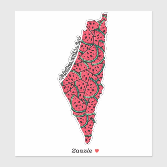 Pegatina Mapa de Palestina lleno de sandías | Palestina lib (Hoja)