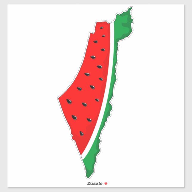 Pegatina Mapa de Palestina sandía símbolo de la libertad (Hoja)