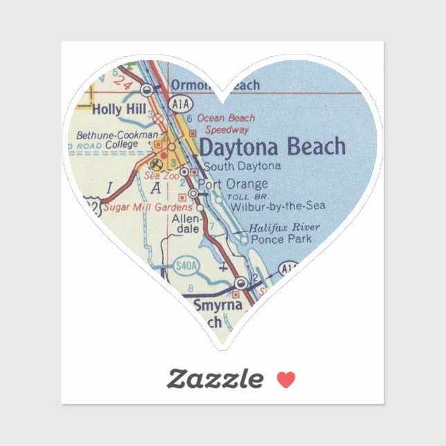 Pegatina Mapa de playa de Heart Daytona (Hoja)
