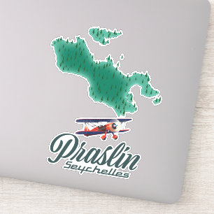 Pegatina Mapa de Praslin Seychelles