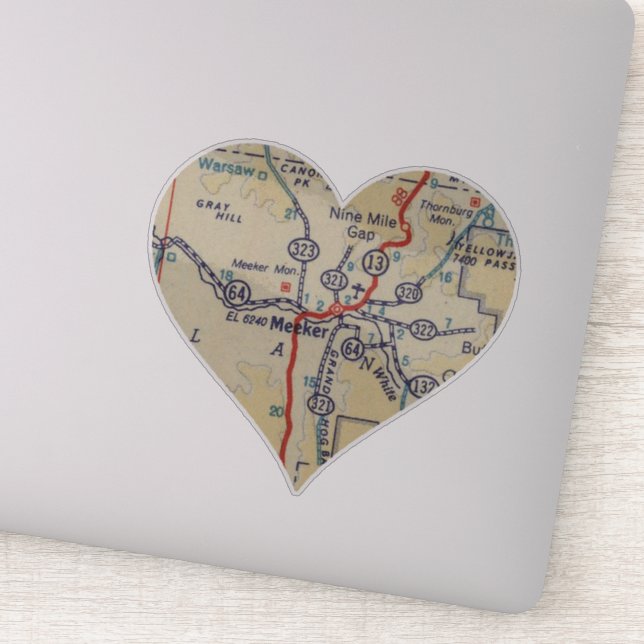 Pegatina Mapa de retro de Meeker CO (Detalle)